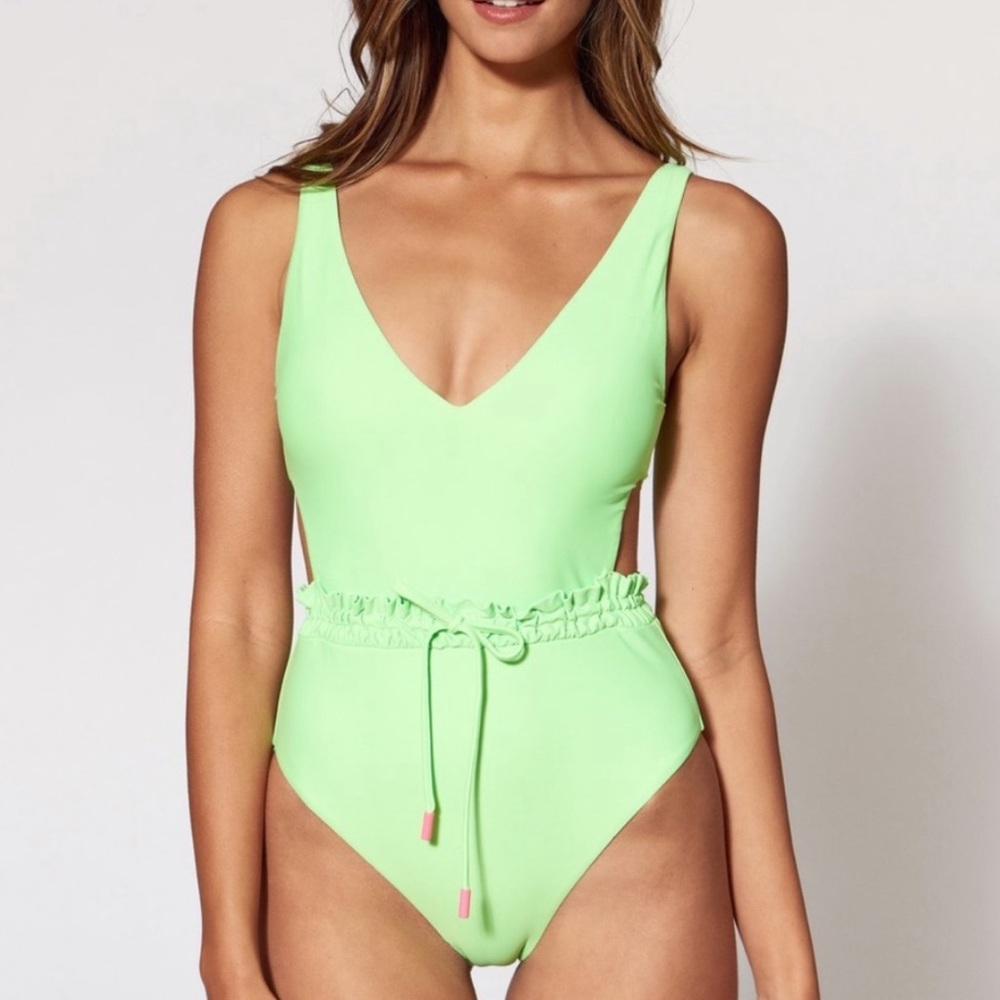 RED CARTER LIME CUTOUT ONE PIECE SWIMSUIT